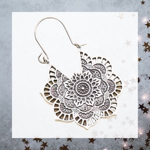 Former HP! Restocked - Silver Boho Mandala Drop Earrings
